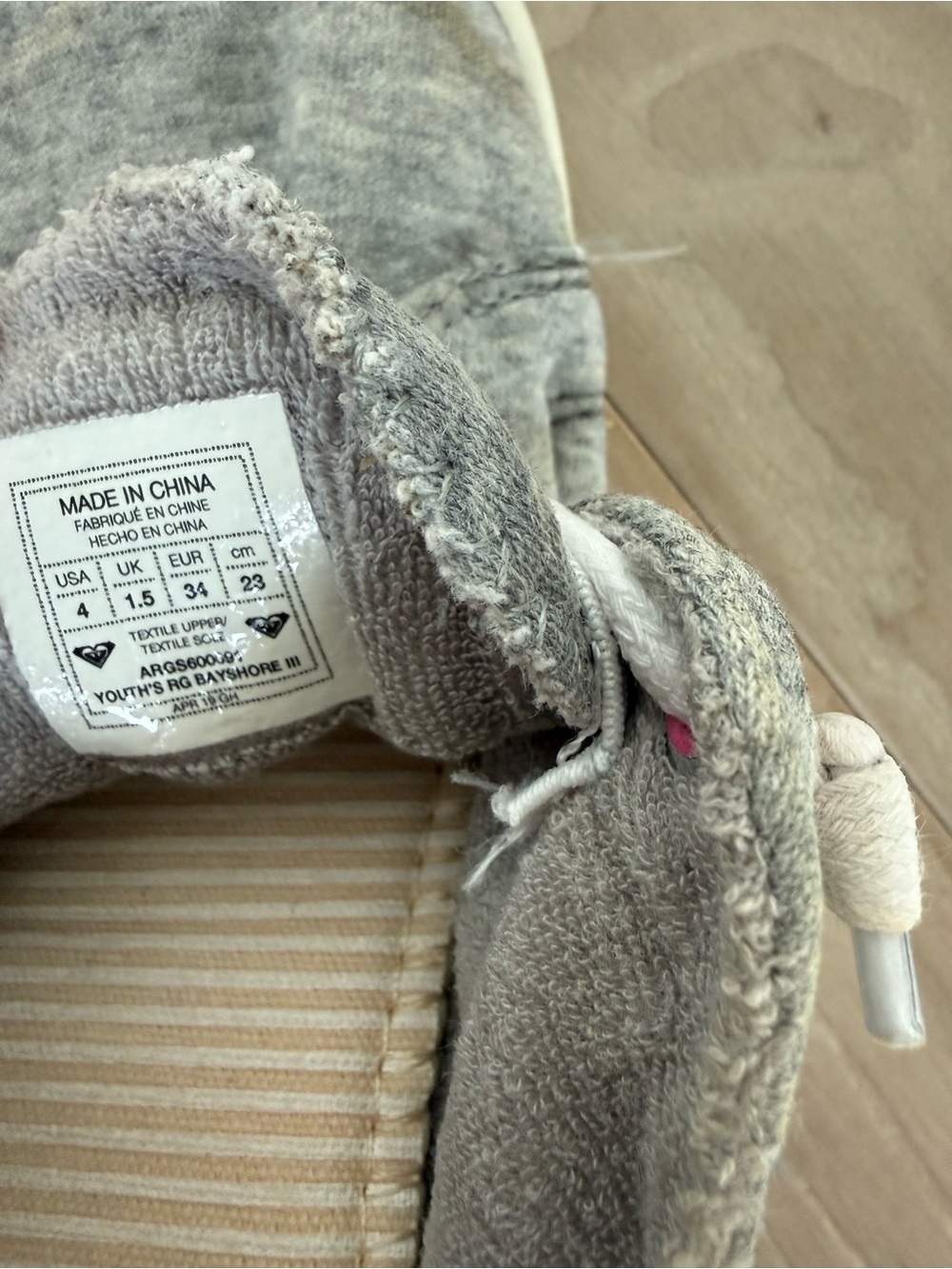 Roxy Kids Gray Slip-On Sneakers with Pink Eyelet Accents - Picture 2 of 3